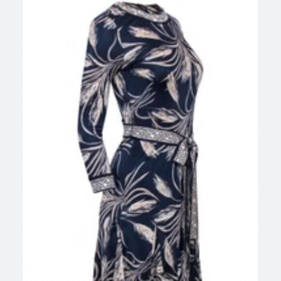 Tory Burch - Navy & Gray Wheat Print Sheath Dress 
size XSmall-T14 - Picture 3 of 9